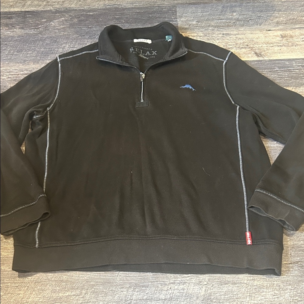 Tommy Bahama relax Black Quarter-Zip Men's Sweater Large